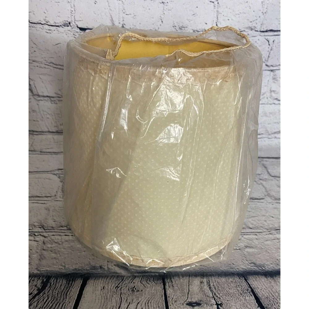 NWT Vtg Roseart Cream Subtle Polka Dot Lace MCM‎ Boudoir Drum Lampshade 8x7.25